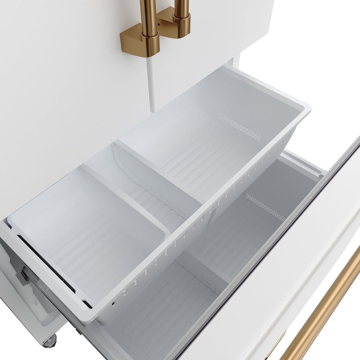 36 Inch French Door Counter Depth Refrigerator With Ice Maker - White/bronze  Gordon Ramsay Series