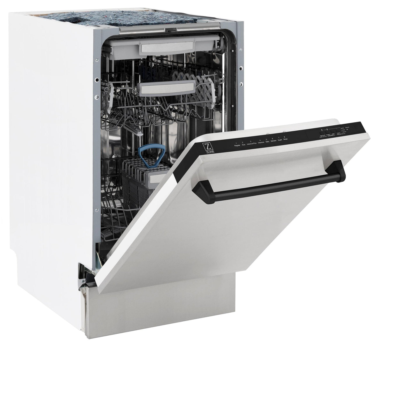 ZLINE Autograph Edition 18 Compact 3rd Rack Top Control Dishwasher in Stainless Steel with Accent Handle, 51dBa (DWVZ-304-18) [Color: Matte Black]