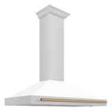 ZLINE 48 in. Autograph Edition DuraSnow Stainless Steel Range Hood with White Matte Shell and Accented Handles (KB4SNZ-WM48) [Color: Champagne Bronze Accents]
