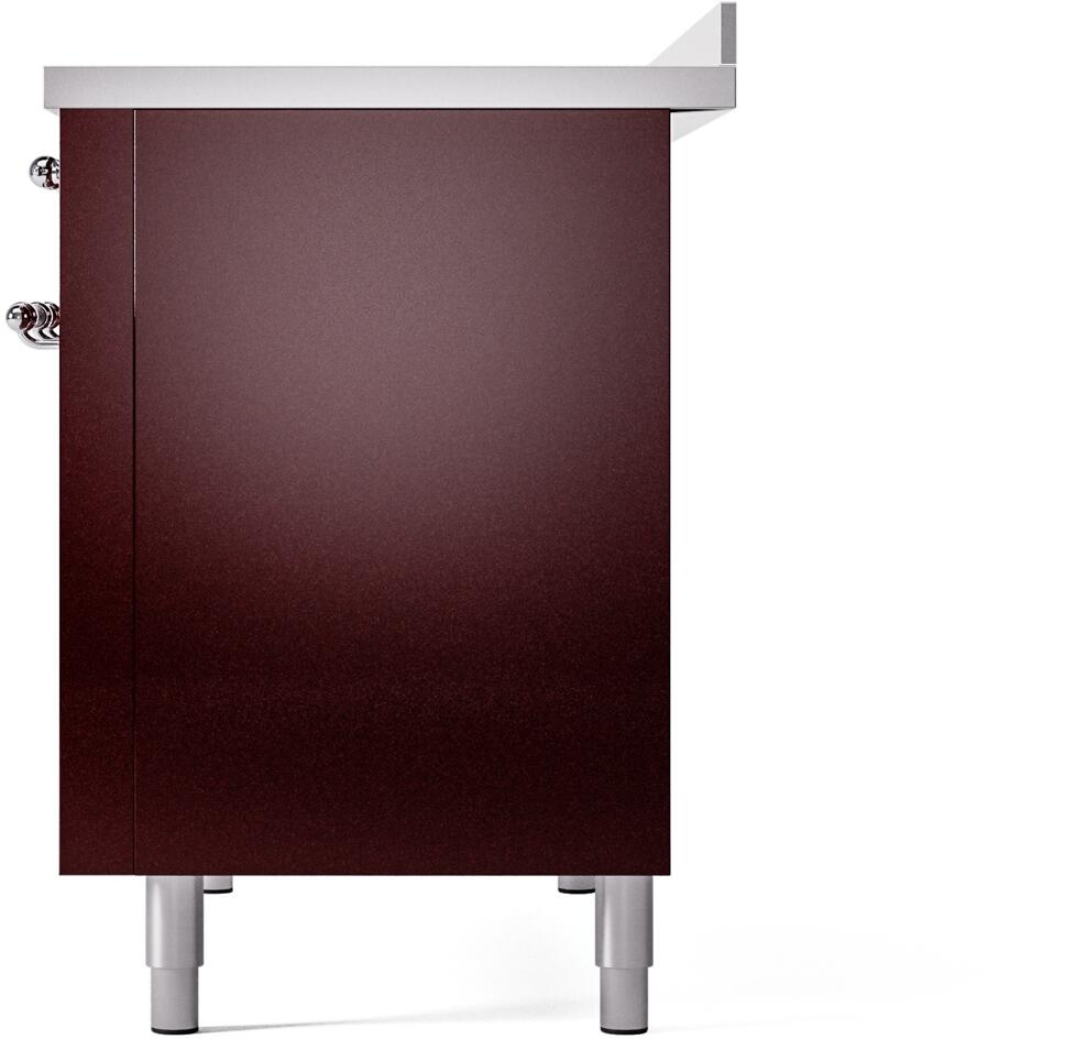 Nostalgie II 48 Inch Electric Freestanding Range in Burgundy with Chrome Trim