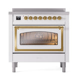 ILVE UNI366NMPRAG Nostalgie II Noblesse 36 inch Induction Range (Triple Glass Door, RAL, Brass)