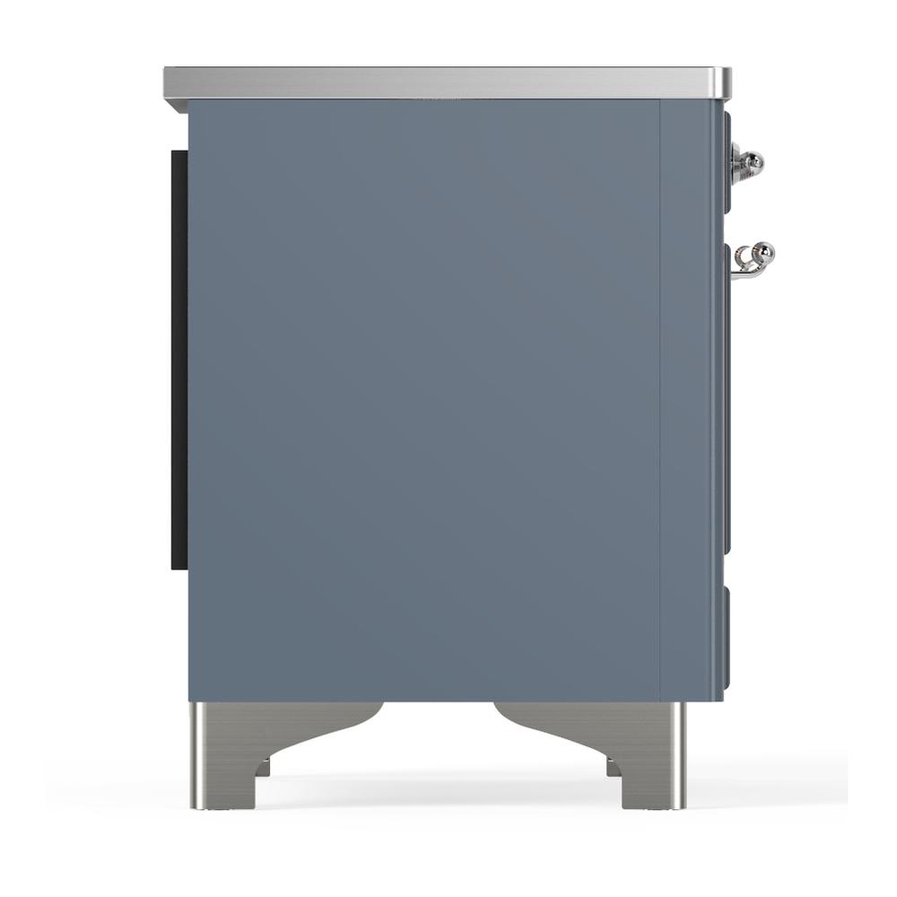 ILVE UMDIB40QNR3BGC Majestic III 40 inch Induction Range with 6 Elements, 3.82 cu. ft. Total Oven Capacity (Solid Door, Blue Grey, Chrome)
