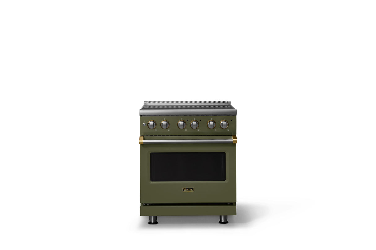 30"W. Electric Range (Finish: Martini, Trim: Brushed Brass)