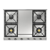 ILVE UHCP965FNSSC Nostalgie II 36 inch Built-In Gas Cooktop with Griddle, in Stainless Steel (Natural Gas, Chrome)