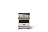 30"W. Dual Fuel Range (Finish: Pure White, Trim: Brushed Brass, Fuel: Natural Gas)