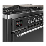ILVE UM60FQNR3MGC Majestic III 60 inch Dual Fuel Range with 9 Burners and Griddle, Dual Function Burner up to 25,000 BTU (Natural Gas, Solid Door, Graphite Matte, Chrome)