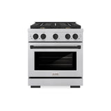 ZLINE Autograph Edition 30 in. 4.2 cu. ft. 4 Burner Gas Range with Convection Gas Oven in DuraSnow' Stainless Steel and Matte Black Accents (SGRSZ-30-MB)
