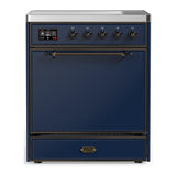 ILVE UMIB30QNR3MBB Majestic III 30 inch Induction Range with 4 Elements, 4 cu. ft. Oven Capacity (Solid Door, Midnight Blue, Burnished)