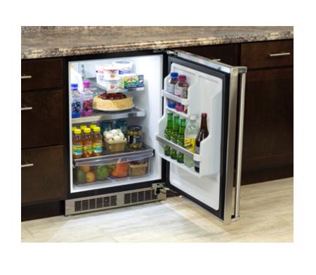 24" All Refrigerator with Drawer Storage - Solid Stainless Door With Lock - Integrated Right Hinge
