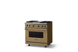 36"W. Sealed Burner Gas Range (Burner: 4g, Finish: Golden Hour, Trim: Polished Chrome, Fuel: Natural Gas)