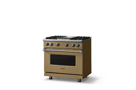 36"W. Sealed Burner Gas Range (Burner: 4g, Finish: Golden Hour, Trim: Polished Chrome, Fuel: Natural Gas)