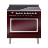 ILVE UNI366QNMPBUC Nostalgie II Noblesse 36 inch Induction Range (Solid Door, Burgundy, Chrome)