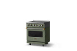 30"W. Induction Range (Finish: Eucalyptus, Trim: Brushed Brass)