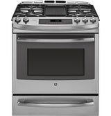 GE Profile™ Series 30" Dual Fuel Slide-In Front Control Range with Warming Drawer
