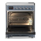 ILVE UMIB30NR3BGC Majestic III 30 inch Induction Range with 4 Elements, 4 cu. ft. Oven Capacity (Triple Glass Door, Blue Grey, Chrome)