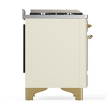 ILVE UM48FSQNR3AWGLP Majestic III 48 inch Dual Fuel Range with 5 Black Brass Burners, Griddle and French Top, Dual Function Burner up to 25,000 BTU (Liquid Propane, Solid Door, Antique White, Brass)