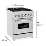 ZLINE 24 in. 2.8 cu. ft. Electric Oven and Gas Cooktop Dual Fuel Range with Griddle in Fingerprint Resistant Stainless (RAS-SN-GR-24)