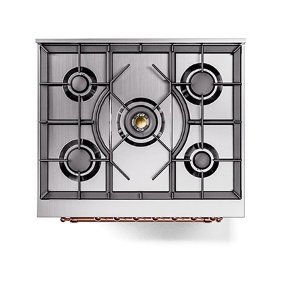 ILVE UN30NMPSSP Nostalgie II Noblesse 30 inch Dual Fuel Range (Natural Gas, Triple Glass Door, Stainless Steel, Copper)