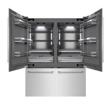 ZLINE 60 in. 32.2 cu. ft. French Door Built-In Bottom Freezer Refrigerator with Water Dispensers and Ice Makers in DuraSnow' Stainless Steel with Graphite Gray Interior (GRBIV-SN-60)