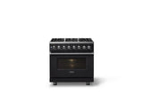 36"W. Dual Fuel Range (Burner: 6b, Finish: Onyx, Trim: Polished Chrome, Fuel: Natural Gas)