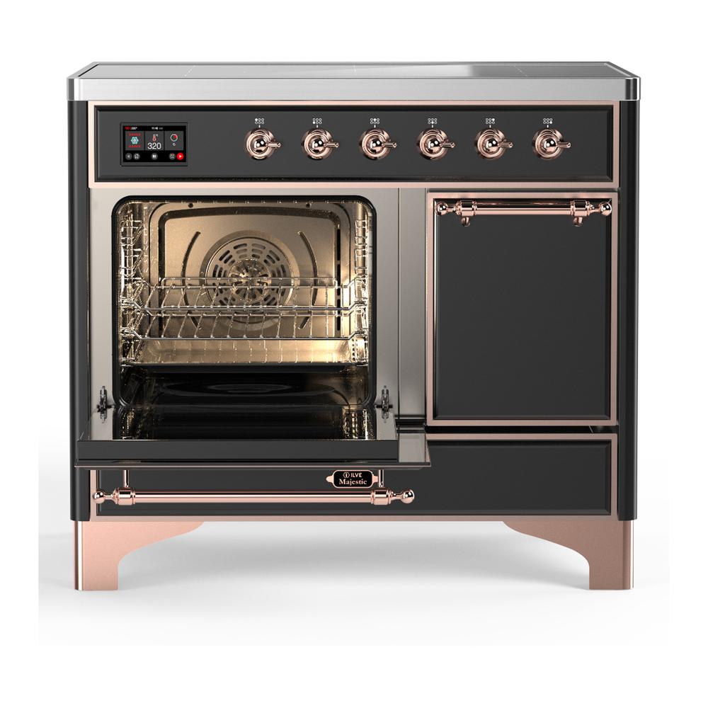 ILVE UMDIB40QNR3MGP Majestic III 40 inch Induction Range with 6 Elements, 3.82 cu. ft. Total Oven Capacity (Solid Door, Graphite Matte, Copper)