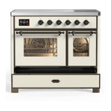 ILVE UMDIB40NR3AWB Majestic III 40 inch Induction Range with 6 Elements, 3.82 cu. ft. Total Oven Capacity (Triple Glass Door, Antique White, Burnished)