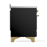ILVE UMIB48QNR3BKG Majestic III 48 inch Induction Range with 6 Elements, 5.02 cu. ft. Total Oven Capacity (Solid Door, Glossy Black, Brass)