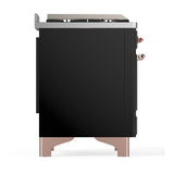 ILVE UM36FNR3BKP Majestic III 36 inch Dual Fuel Range with 6 Black Brass Burners and Griddle, Dual Function Burner up to 25,000 BTU (Triple Glass Door, Glossy Black, Copper, Natural Gas)