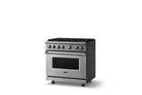 36"W. Sealed Burner Gas Range (Burner: 6b, Finish: Stainless Steel, Trim: Polished Chrome, Fuel: Natural Gas)