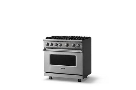 36"W. Sealed Burner Gas Range (Burner: 6b, Finish: Stainless Steel, Trim: Polished Chrome, Fuel: Natural Gas)