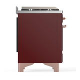 ILVE UM48FQNR3BUP Majestic III 48 inch Dual Fuel Range with 8 Burners and Griddle, Dual Function Burner up to 25,000 BTU (Natural Gas, Solid Door, Burgundy, Copper)