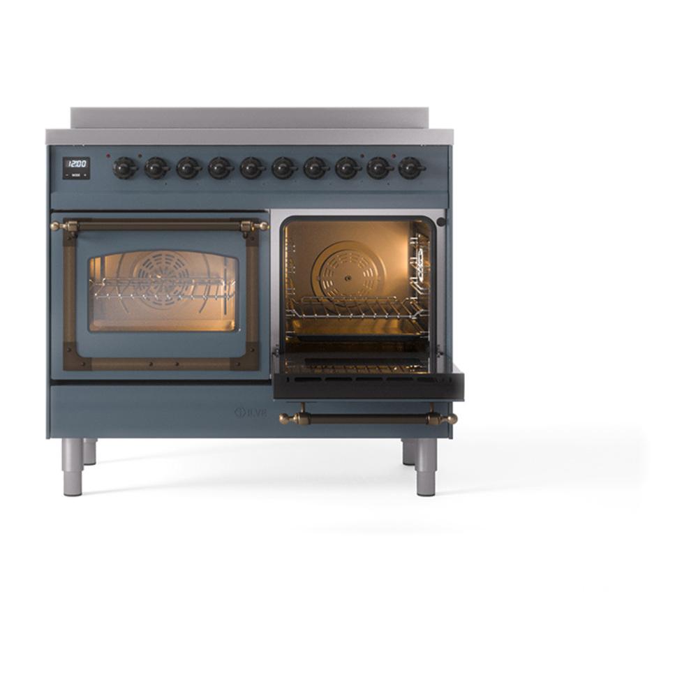 ILVE UNDI406NMPBGB Nostalgie II Noblesse 40 inch Induction Range (Triple Glass Door, Blue Grey, Burnished)