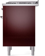 Nostalgie II 36 Inch Dual Fuel Natural Gas Freestanding Range in Burgundy with Chrome Trim
