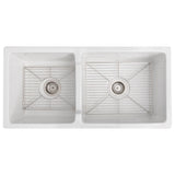 ZLINE 36" Palermo Farmhouse Apron Front Double Bowl Reversible Fireclay Kitchen Sink with Bottom Grid (FRC5121)