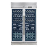 FORNO Abruzzo 48-Inch Dual Zones Wine Cellar, 102 Bottles, 24 cu. ft., Green Acrylic Holders & Black Shelves