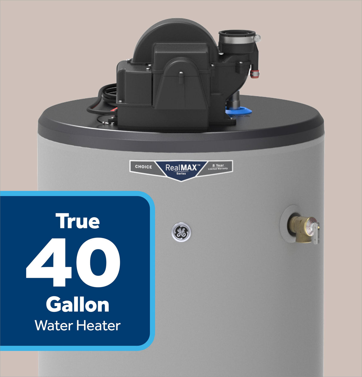 GE RealMAX Choice 40-Gallon Tall Liquid Propane Power Vent Water Heater