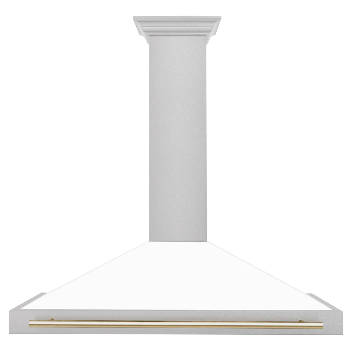 ZLINE 48 in. Autograph Edition DuraSnow Stainless Steel Range Hood with White Matte Shell and Accented Handles (KB4SNZ-WM48) [Color: Gold Accents]