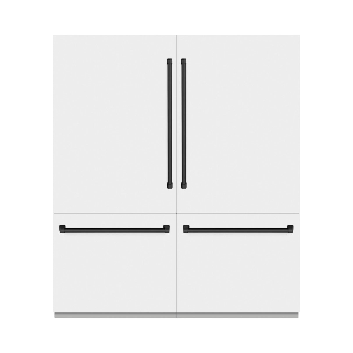 ZLINE Autograph Edition 72 in. 39.6 cu. ft. French Door Built-In Bottom Freezer Refrigerator with Water Dispensers and Ice Makers in White Matte and Matte Black Accents (RBITZ-WM-72-MB)