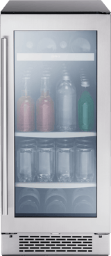 Presrv Beverage Cooler, 15in Under Cabinet, SS+Glass, Reverse Door, 1 Zone