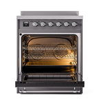ILVE UNI304QNMPMGC Nostalgie II Noblesse 30 inch Induction Range (Solid Door, Graphite Matte, Chrome)