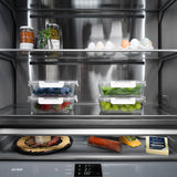 ZLINE Autograph Edition 30 in. 16.1 cu. ft. Built-In Bottom Freezer Refrigerator with Water Dispenser and Ice Maker in Stainless Steel with Graphite Gray Interior and Champagne Bronze Helix Handles (GRBIVZ-30430KCB)