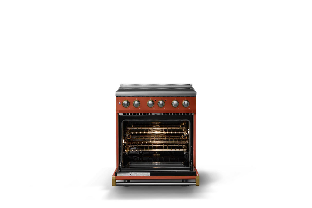 30"W. Induction Range (Finish: Spiced Cider, Trim: Brushed Brass)