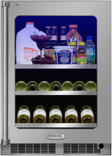 24" Beverage Center with Display Wine Rack - Stainless Frame, Glass Door With Lock - Integrated Left Hinge