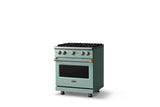 30"W. Sealed Burner Gas Range (Finish: Splash, Trim: Brushed Brass, Fuel: Propane)