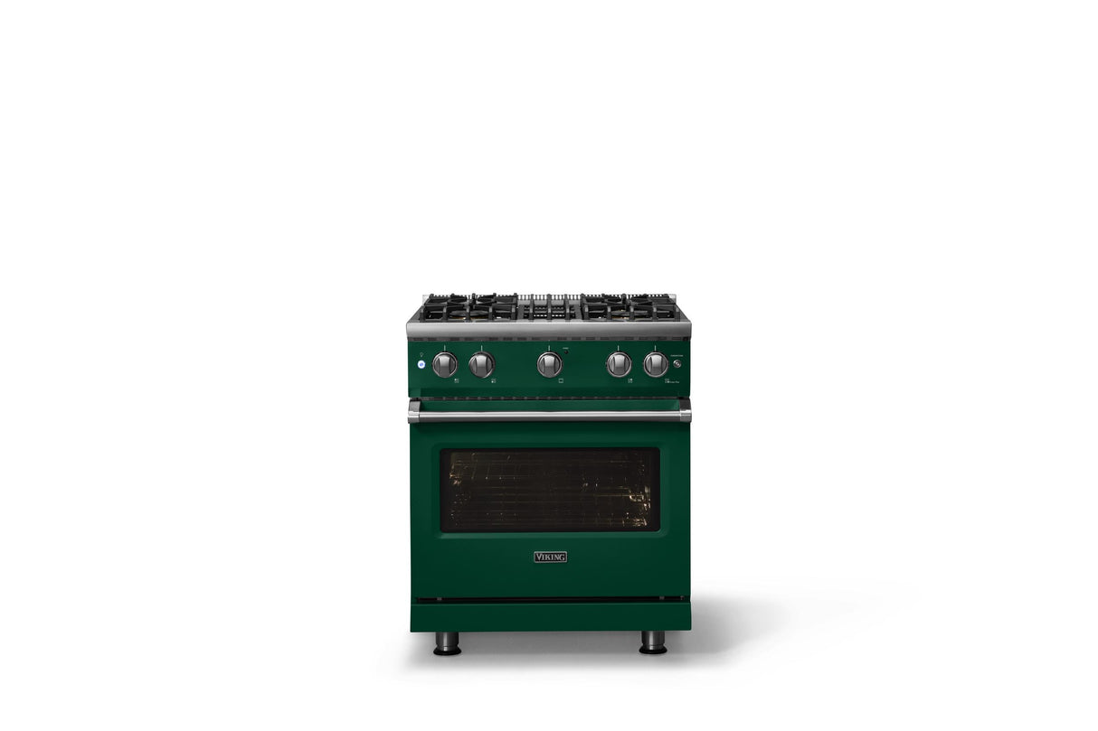 30"W. Sealed Burner Gas Range (Finish: Ivy, Trim: Polished Chrome, Fuel: Natural Gas)