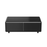 Forno Evoluto Tavolo 51-Inch Black Smart Coffee Table - Dual Refrigerator Drawers, Bluetooth 5.0 Audio, Wireless Charging & RGB Ambient Light