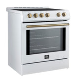 Forno Leonardo Espresso 30-Inch Slide-In White Induction Range, Convection Oven, 5 Cooking Zones, Touch Control Panel