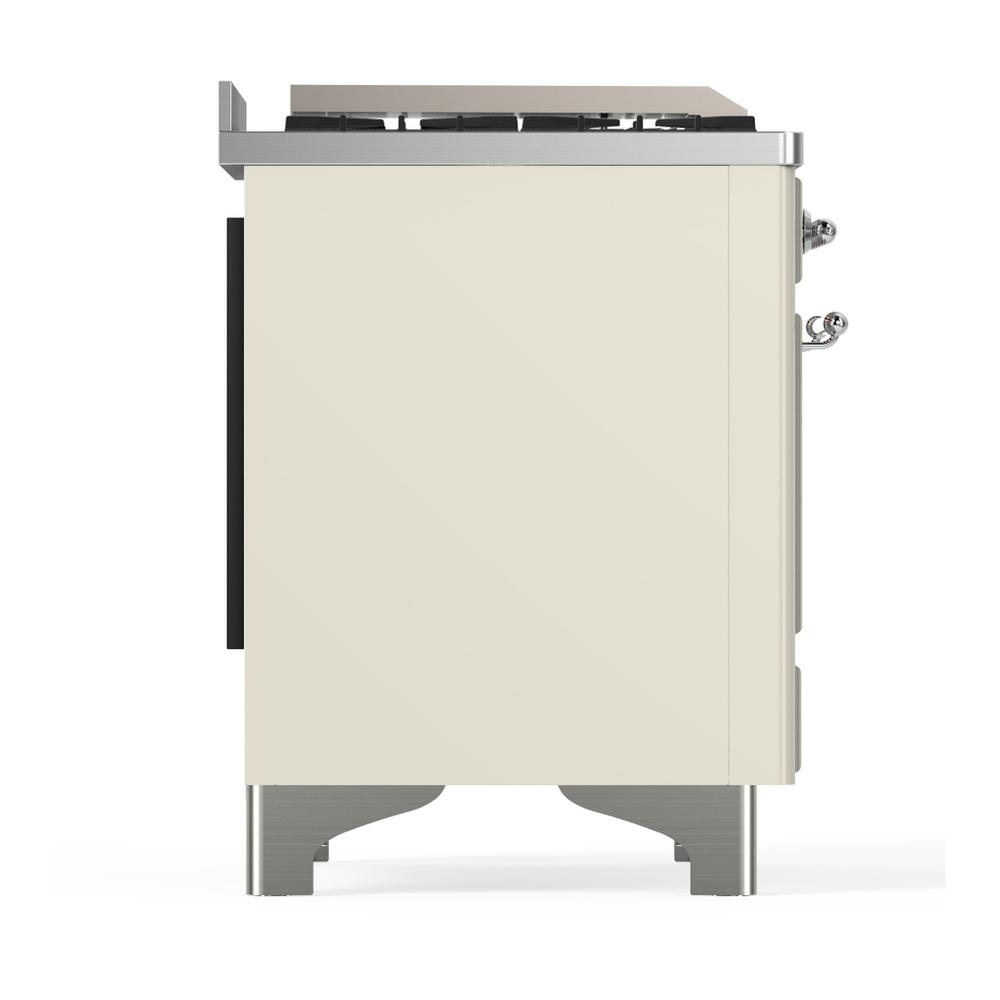 ILVE UM60FSNR3AWCLP Majestic III 60 inch Dual Fuel Range with 7 Burners, Griddle and French Top, Dual Function Burner with up to 25,000 BTU (Liquid Propane, Triple Glass Door, Antique White, Chrome)