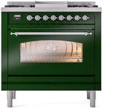 Nostalgie II 36 Inch Dual Fuel Liquid Propane Freestanding Range in Emerald Green with Chrome Trim