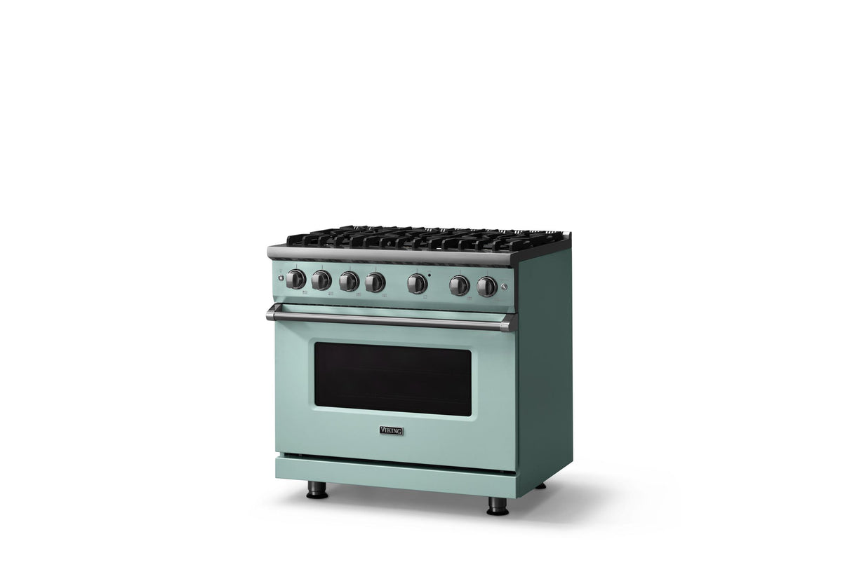 36"W. Sealed Burner Gas Range (Burner: 6b, Finish: Splash, Trim: Polished Chrome, Fuel: Natural Gas)